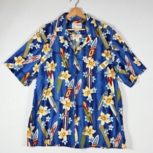 Vintage Palmbrand Hawaiian Shirt Mens XL Surfboard Floral Hawaii Tropical Resort